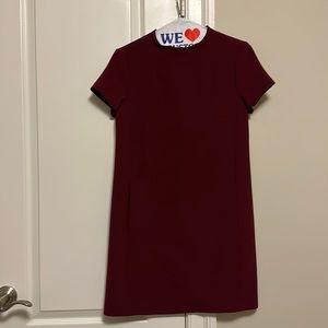 Burgundy Theory cap sleeved work dress
